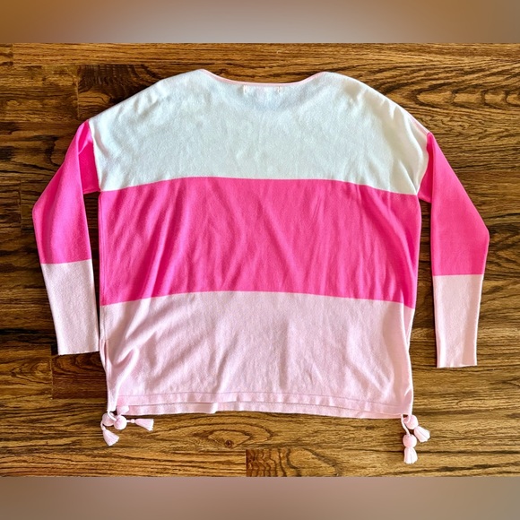Lilly Pulitzer Westwood sweater, colorblock  pink and white stripe, size XS, EUC - Picture 9 of 9